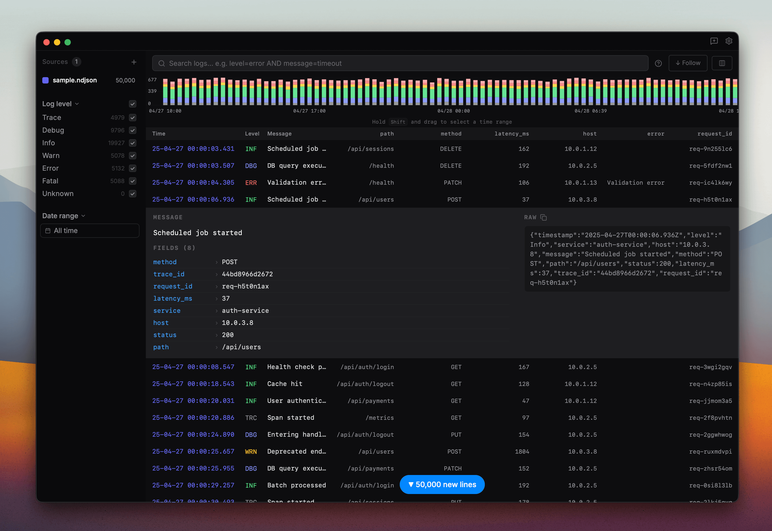 Logdesk app screenshot